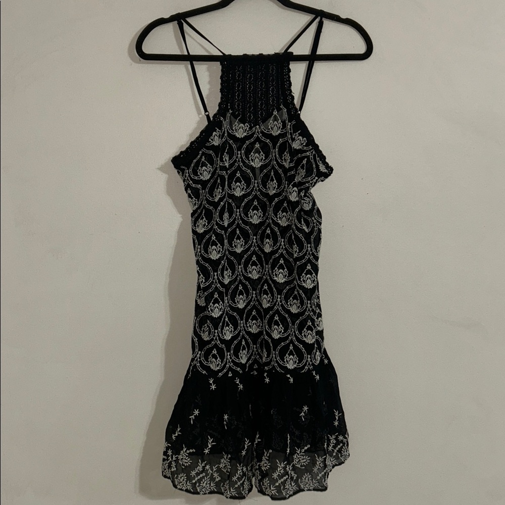 By Anthropologie women’s semi Sheer Embroidered Mini Dress XS - Picture 7 of 10